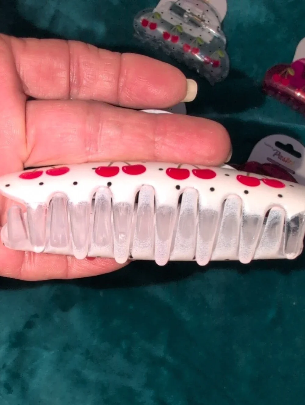 Pastels  Cherry Hair Claw Clips - Pink, Black, White, Clear- Pick Your Color